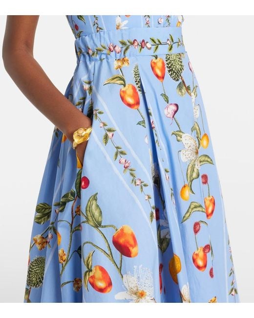 Agua Bendita Blue Delta Printed Cotton Maxi Skirt