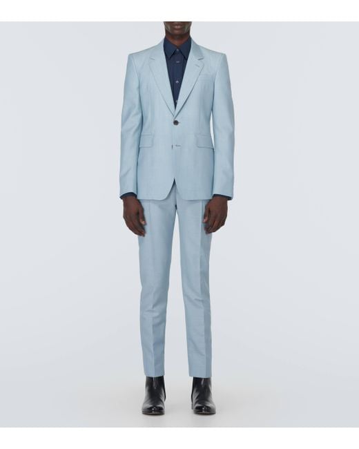 Alexander McQueen Blue Wool And Mohair Suit Jacket for men