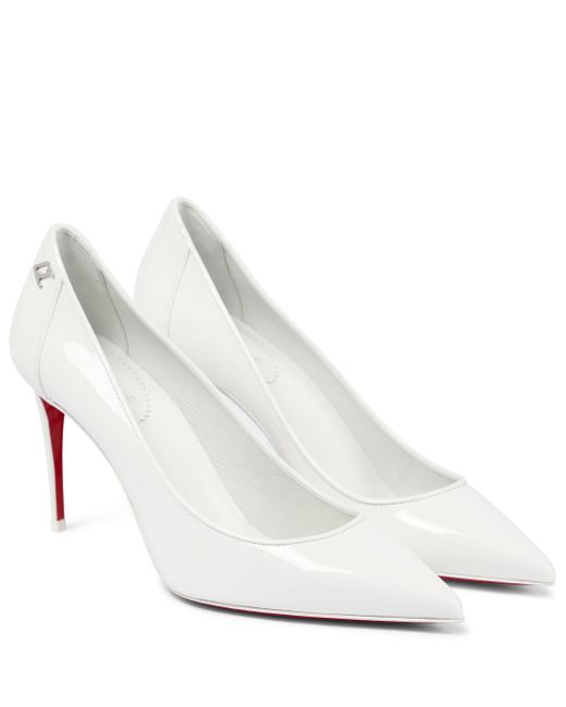 Christian Louboutin Sporty Kate  Patent Leather Pumps in White