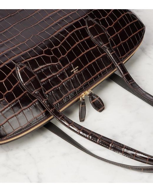 Totême Black Croc-Effect Leather Tote Bag
