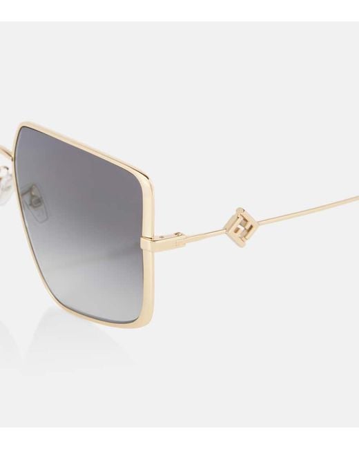 Fendi Gray Eckige Sonnenbrille