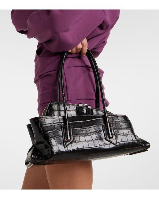 The Attico Black La Passeggiata Small Leather Tote Bag