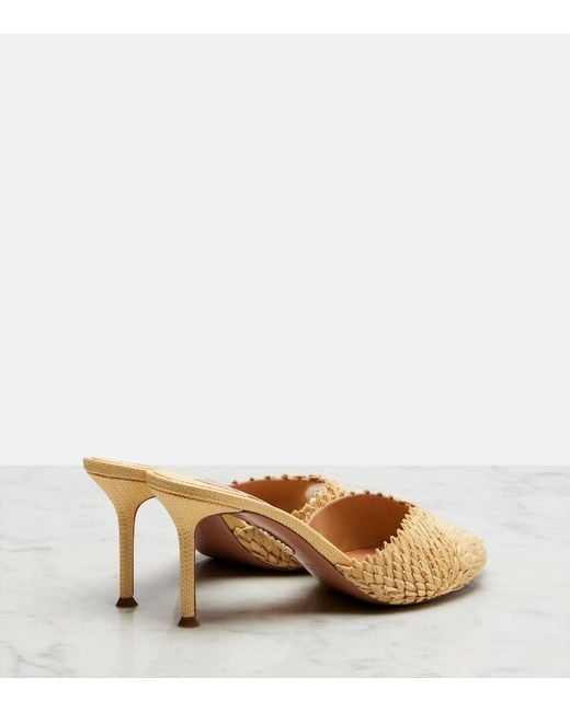 Aquazzura Natural Rio Flirt Raffia Mules