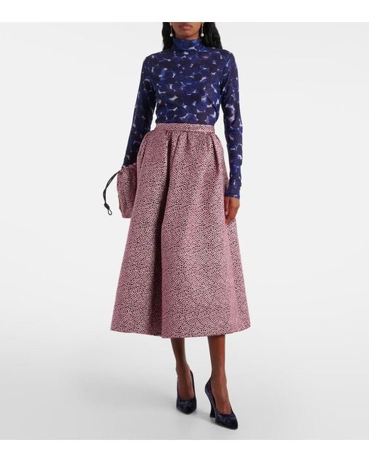 Dries Van Noten Purple Soni Pleated Midi Skirt