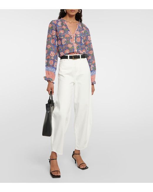 Velvet Blue Top Marcella Aus Einem Baumwollgemisch