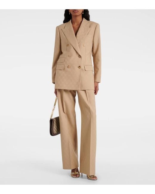 Gucci Natural Gg Wool Pants