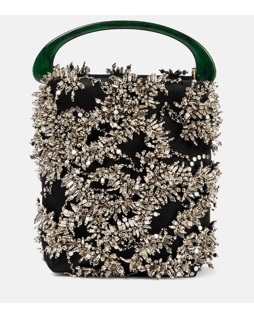 Dries Van Noten Black Verzierte Tote Aus Satin