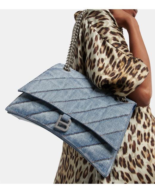 Balenciaga Blue Crush Medium Denim Shoulder Bag