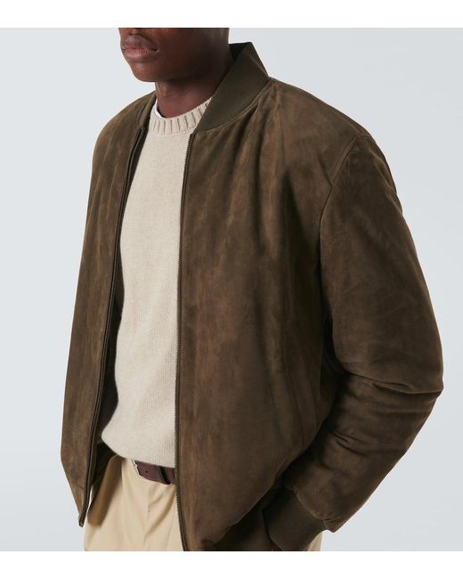 Loro Piana Bomberjacke Aus Veloursleder in Green für Herren