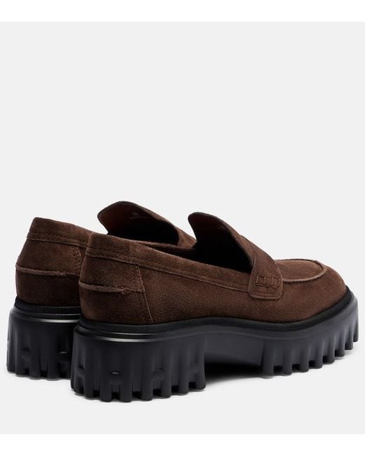 Hogan Brown H700 Leather Platform Loafers
