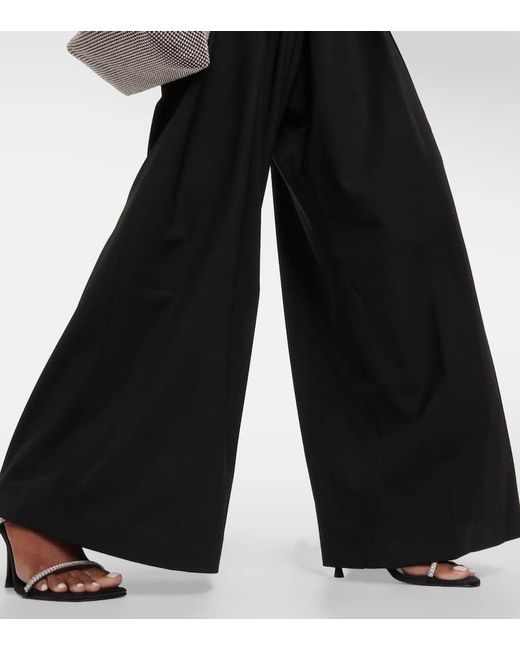 GIUSEPPE DI MORABITO Black Wool-Blend Wide-Leg Pants