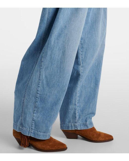 Isabel Marant Blue Inaya High-Rise Wide-Leg Jeans