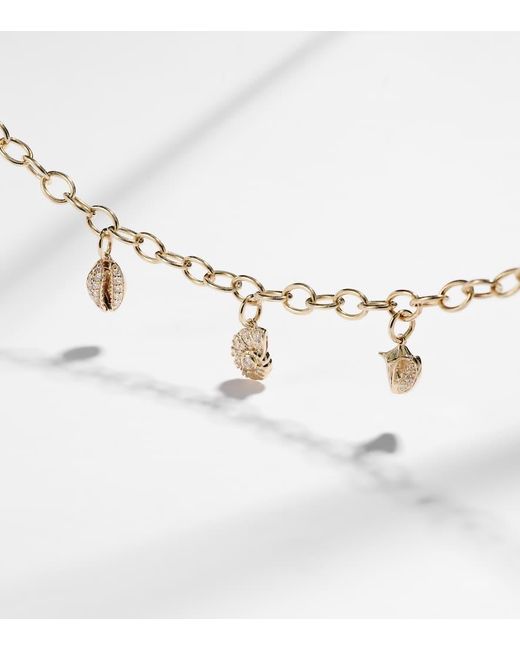 Sydney Evan Metallic 14Kt Charm Bracelet With Diamonds