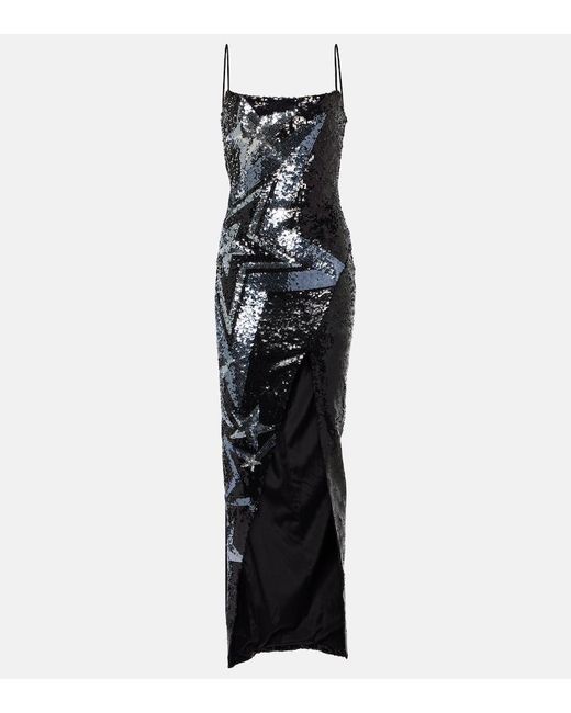 Balmain Black Sequin-Embellished Maxi Dress