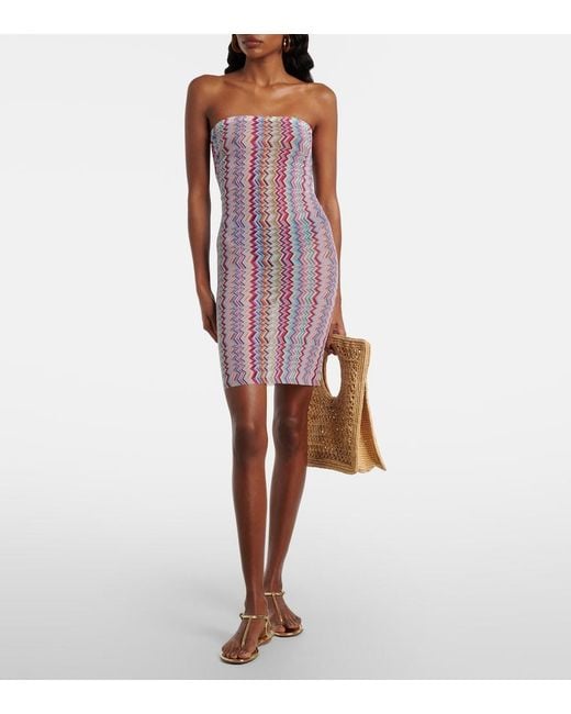 Missoni Pink Zigzag Strapless Minidress