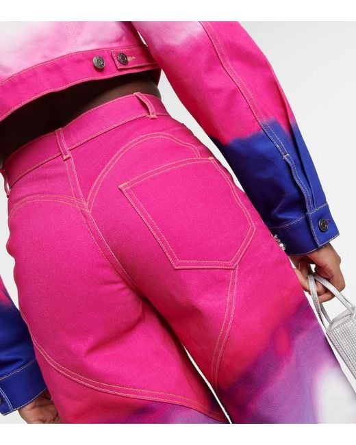 Area Pink Tie Dye Crystal Wide Leg Jeans