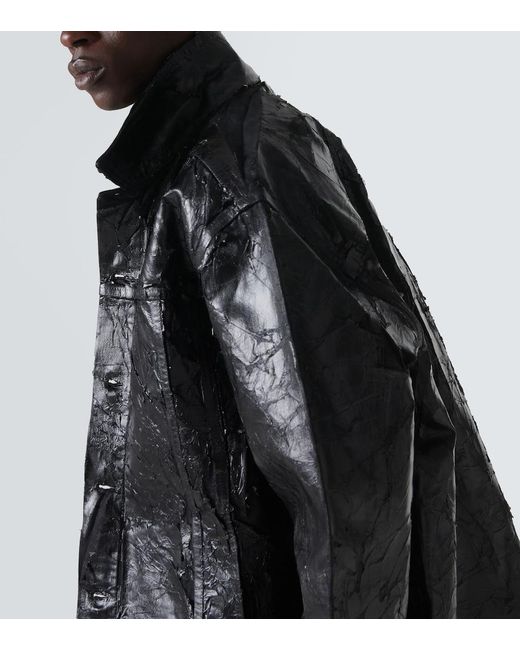 Rick Owens Black Coated Denim Jacket for men