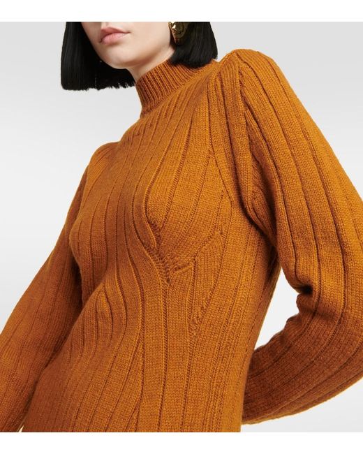 Dries Van Noten Brown Teagan Cable-Knit Wool Maxi Dress