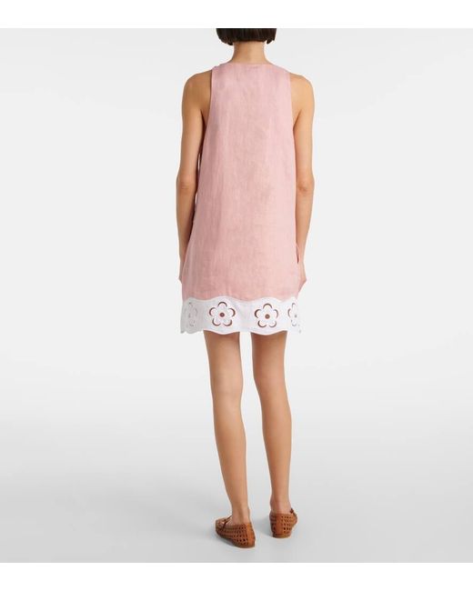 Staud Pink Minikleid Mika Aus Leinen