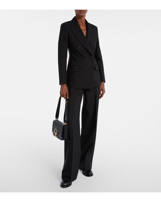 Gucci Black Pinstripe Wool Blazer