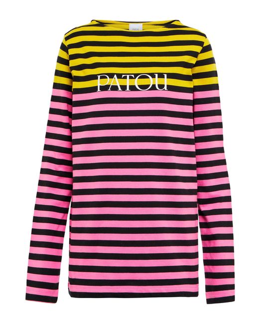 Patou Logo Striped Cotton Long-sleeved Top in Purple | Lyst