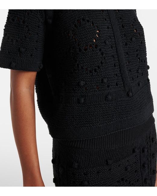 Dorothee Schumacher Black Open-Knit Cotton-Blend Top