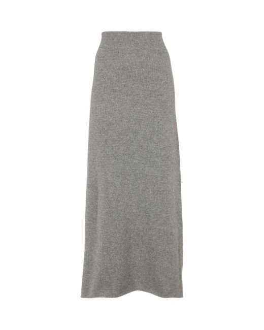 Totême Cashmere Knitted Maxi Skirt in Grey (Gray) - Lyst