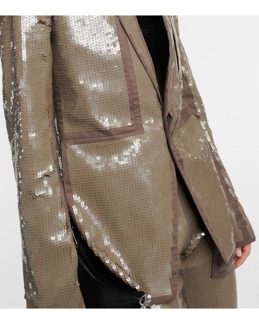 Rick Owens Green Sequined Single-breasted Cotton Blazer