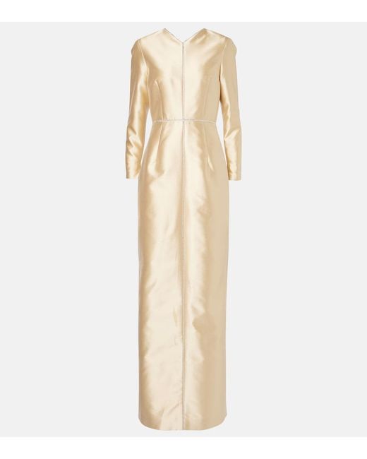 Markarian Natural Rosamund Embellished Satin Gown