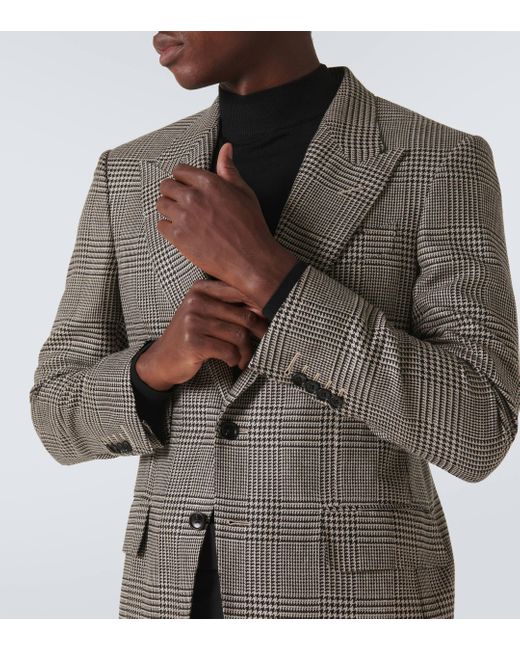 Tom Ford Brown Shelton Houndstooth Wool-blend Blazer for men