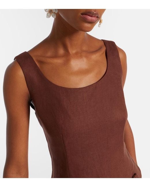 Posse Brown Sabine Linen Top