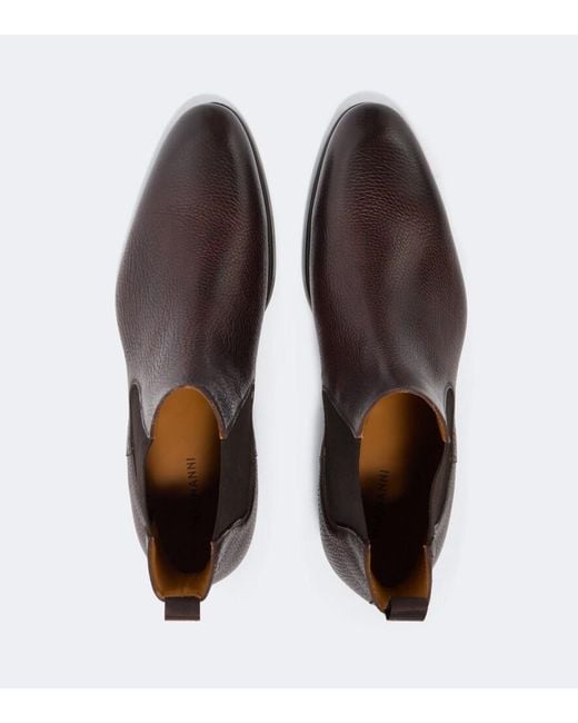 Magnanni Shoes Brown Madison Leather Chelsea Boots for men
