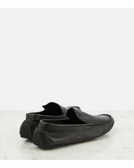 The Row Black Lucca Leather Moccasins