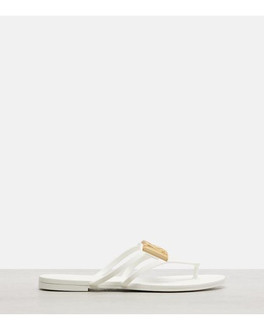 Dolce & Gabbana White Dg Rubber Thong Sandals