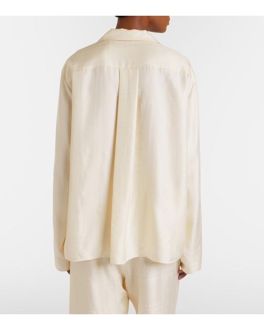 Totême Natural Monogram Silk Satin Pajama Shirt