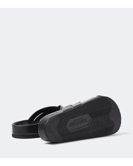 Tom Ford Black Leather Slides for men