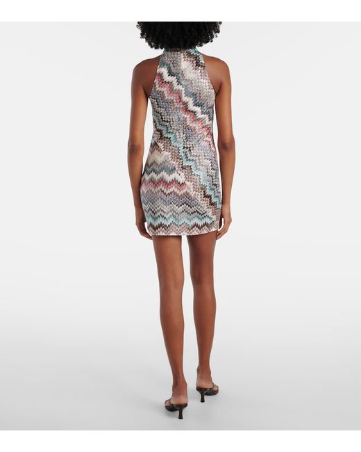 Missoni White Zig Zag Embellished Lame Minidress