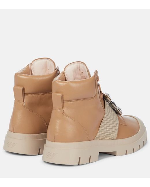 Roger Vivier Brown Viv Desert Leather Ankle Boots