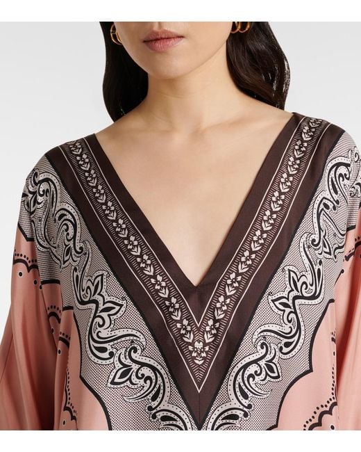 LaDoubleJ Pink Muumuu Printed Silk Twill Maxi Dress