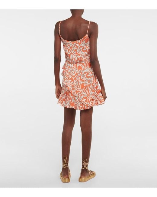 Heidi Klein Red Printed Ruffled Minidress