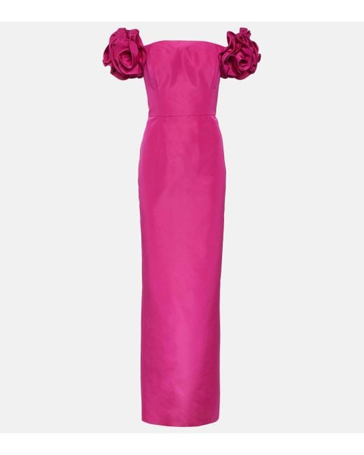 Carolina Herrera Pink Off-shoulder Silk Gown