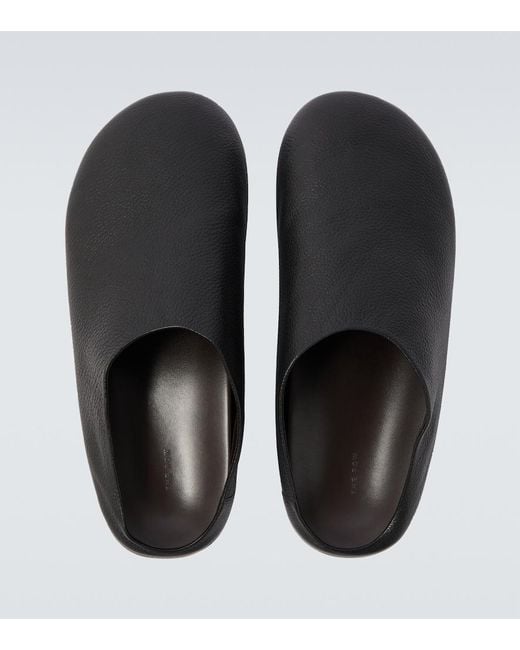 The Row Black Hudson Leather Mules for men