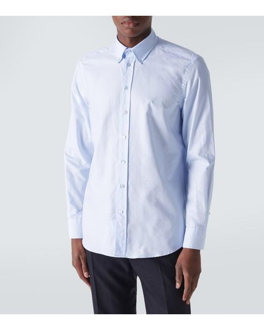 Etro Blue Button-Down Shirt With Logo for men