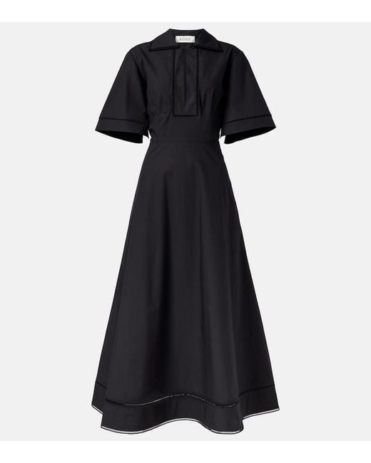 Rohe Black Embroidered Cotton Poplin Midi Dress