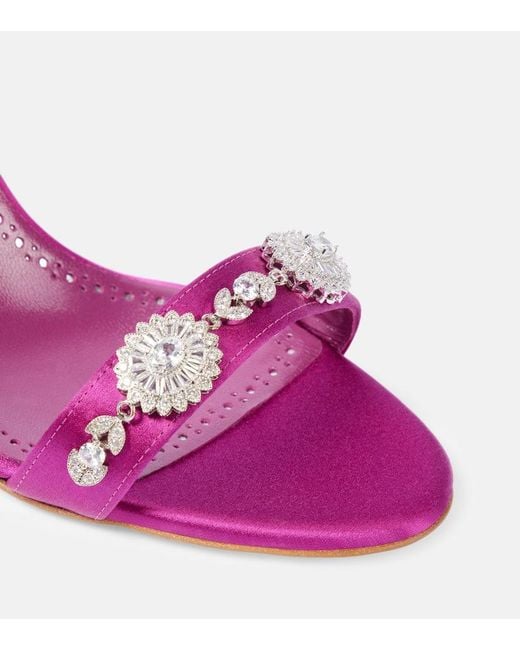Sandales Lamisan En Satin A Ornements Manolo Blahnik en coloris Pink