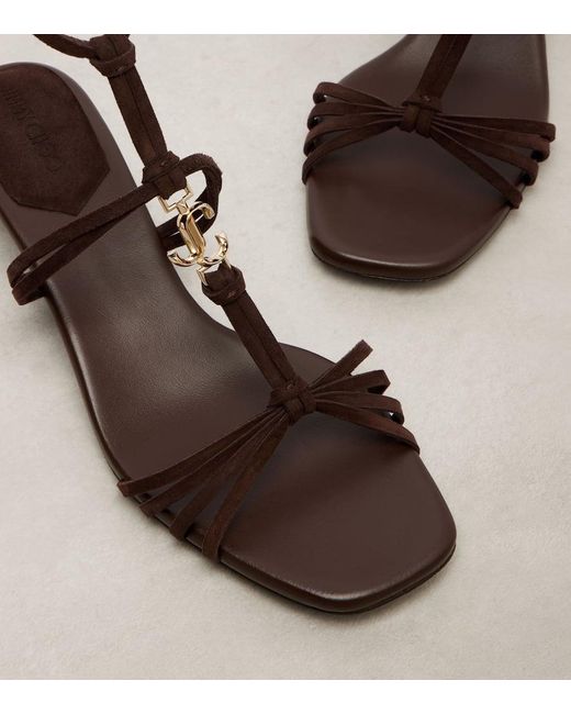 Jimmy Choo Black Sandalen Frann 35 Aus Veloursleder