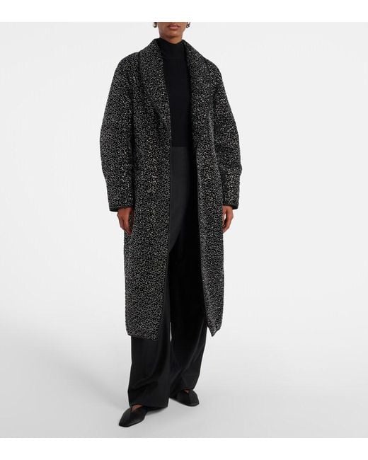 JACQUES WEI Brown Embellished Shearling-Trimmed Coat
