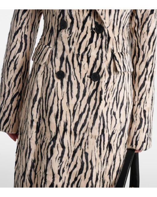 Abrigo Cruzado De Pelo Sintetico Estampado ROTATE BIRGER CHRISTENSEN de color Black
