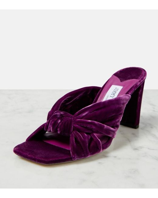 Jimmy Choo Purple Avenue 85 Velvet Mules