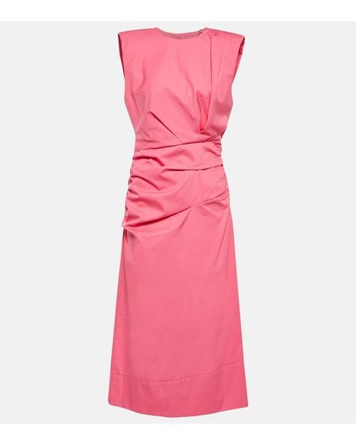 Dorothee Schumacher Pink Ruched Cotton Midi Dress